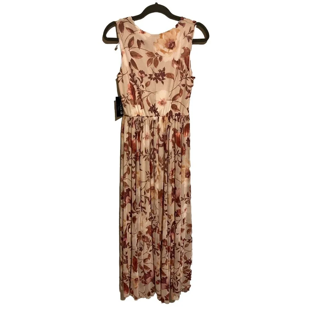 Alexa B Nites Floral Maxi Dress Pleated Mesh Boho Coquette Size 8 New - Picture 3 of 6